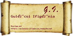 Gulácsi Ifigénia névjegykártya